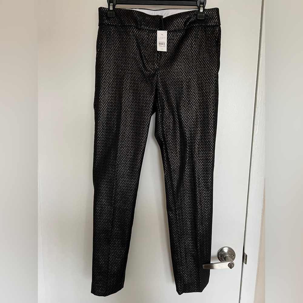 NWT Loft Marissa metallic gold and black pants
